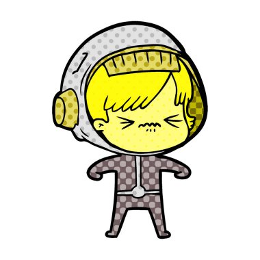 vektör çizim karikatür astronot kadın