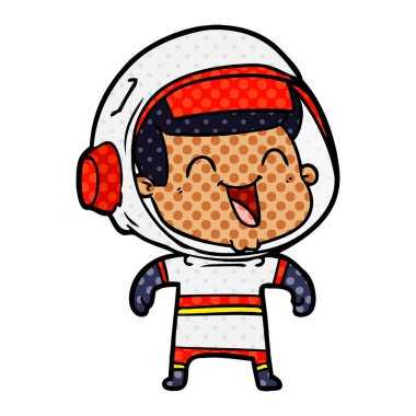 mutlu karikatür astronot vektör çizim