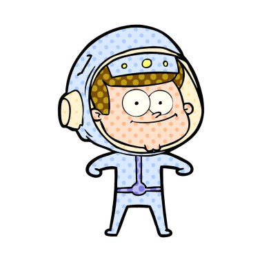 mutlu astronot karikatür vektör çizim