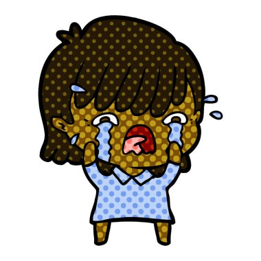 vektör çizim karikatür kız ağlıyor