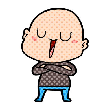 mutlu karikatür kel adam