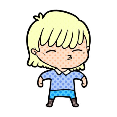 Çizgi filmdeki kadının vektör çizimi