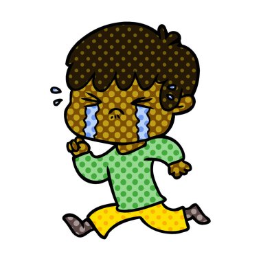 vektör çizim karikatür çocuk ağlıyor