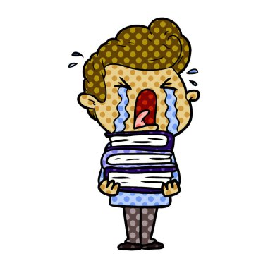 adam ağlıyor çizgi film vektör çizim