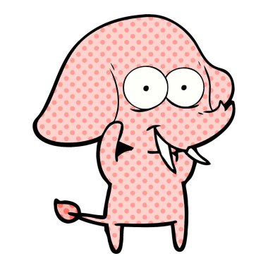 mutlu çizgi film fil vektör çizim