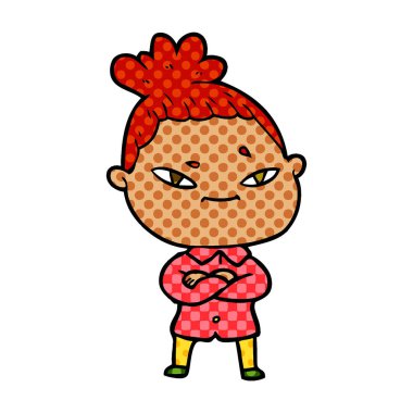 Çizgi filmdeki kadının vektör çizimi