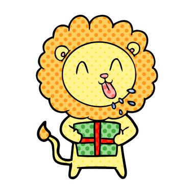 mutlu karikatür aslan vektör çizim