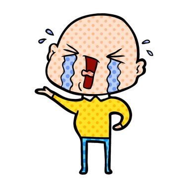 çizgi film ağlayan kel adam