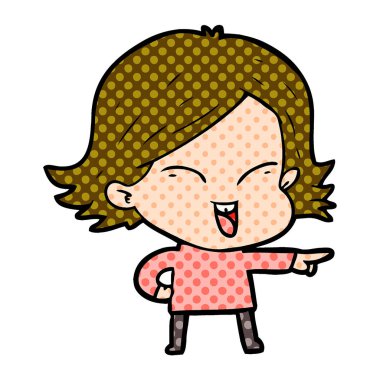 mutlu çizgi film kız vektör çizim