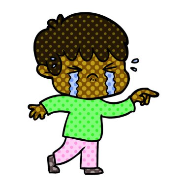 vektör çizim karikatür çocuk ağlıyor