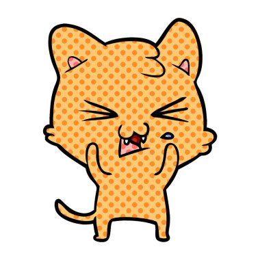 vektör çizim karikatür kedi tıslama