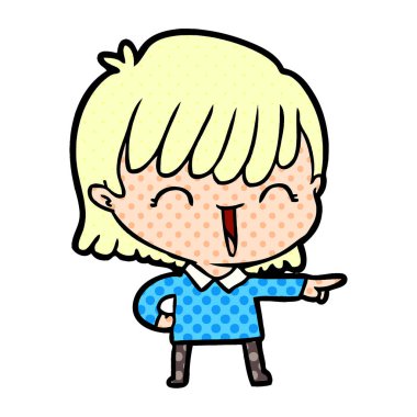 Çizgi filmdeki kadının vektör çizimi