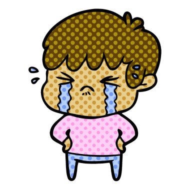 vektör çizim karikatür çocuk ağlıyor
