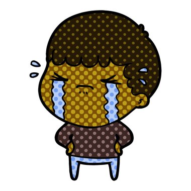 vektör çizim karikatür adam ağlıyor