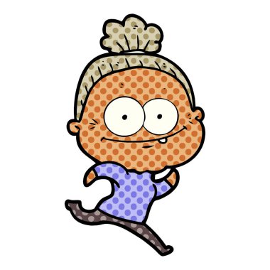 karikatür mutlu yaşlı kadın