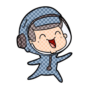 mutlu karikatür astronot vektör çizim