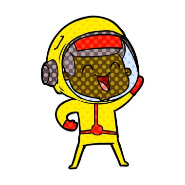mutlu karikatür astronot vektör çizim