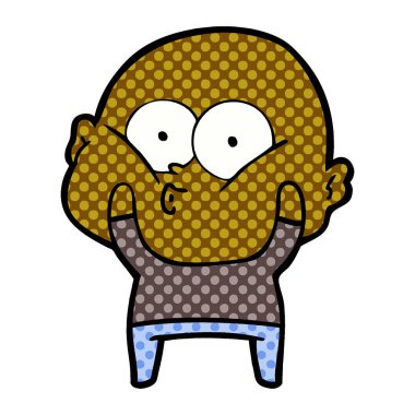 karikatür kel adam bakıyor