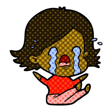 vektör çizim karikatür kadının ağladığını