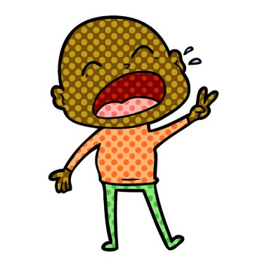 karikatür bağırarak kel adam