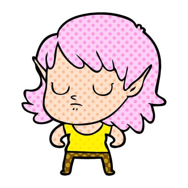 vektör çizim karikatür elf kızı