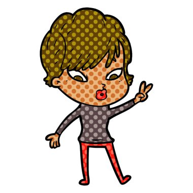 Çizgi filmdeki kadının vektör çizimi