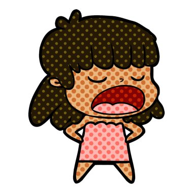 yüksek sesle konuşuyor karikatür kadın