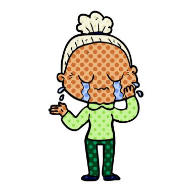 çizgi film ağlayan yaşlı kadın