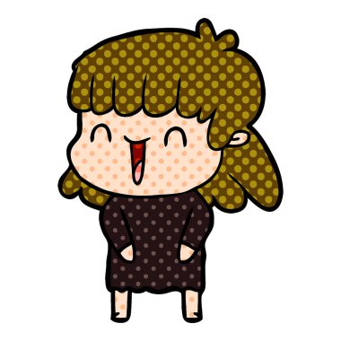 Çizgi filmdeki kadının vektör çizimi