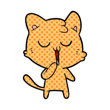 vektör çizim karikatür kedi esneme