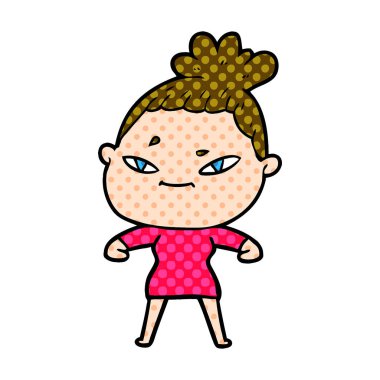 Çizgi filmdeki kadının vektör çizimi