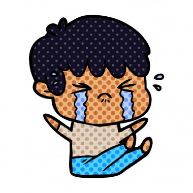 vektör çizim karikatür çocuk ağlıyor