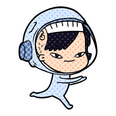 vektör çizim karikatür astronot kadın