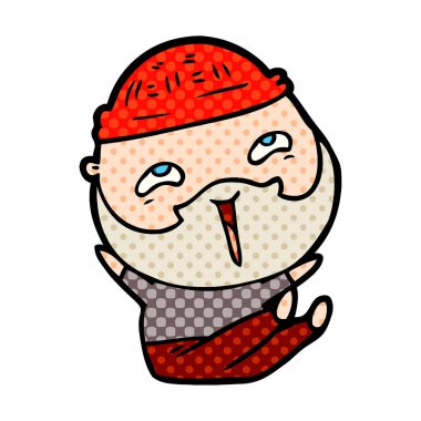 Çizgi film mutlu sakallı adam