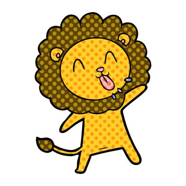 mutlu karikatür aslan vektör çizim