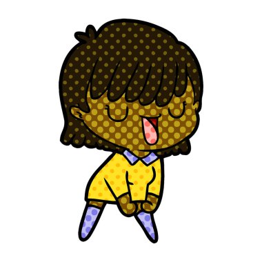 Çizgi filmdeki kadının vektör çizimi