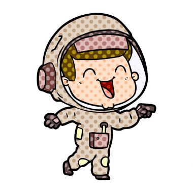 mutlu karikatür astronot vektör çizim