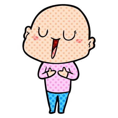 mutlu karikatür kel adam