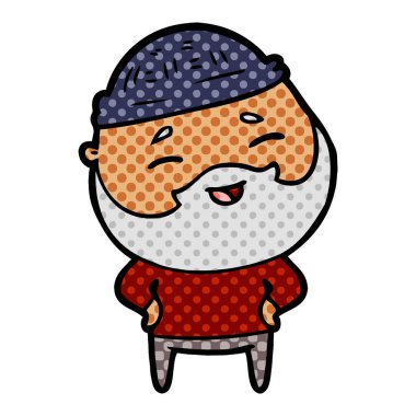 Çizgi film mutlu sakallı adam