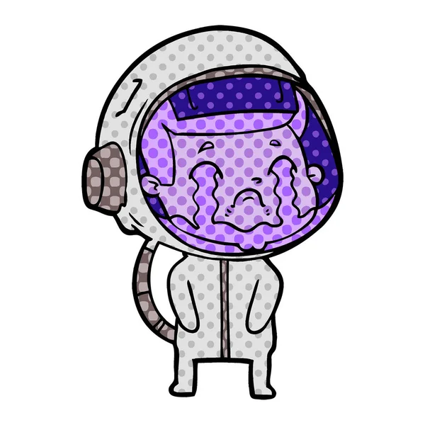 Illustration Vectorielle Dessin Animé Pleurant Astronaute — Image vectorielle