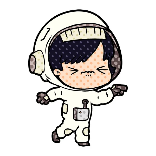 Ilustração Vetorial Mulher Astronauta Desenhos Animados — Vetor de Stock