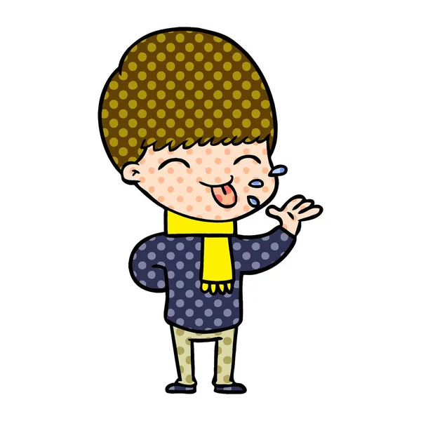 卡通男孩伸出舌头 — 图库矢量图片