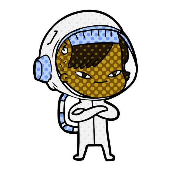 Vectorillustratie Van Cartoon Astronaut Vrouw — Stockvector