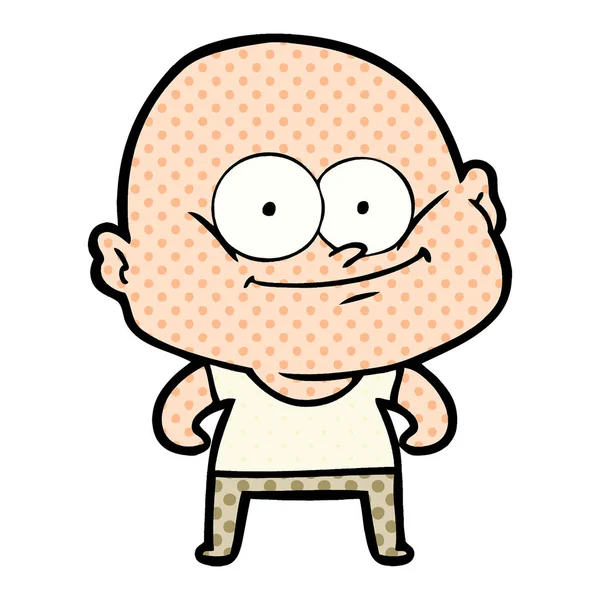 Cartoon Bald Man Staring — Stock Vector