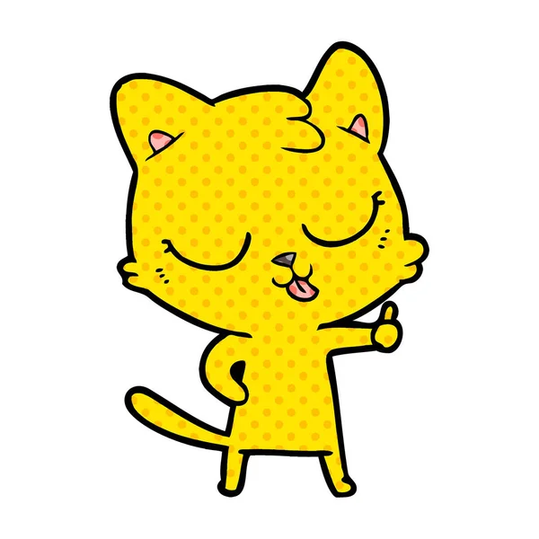 Vectorillustratie Van Happy Cartoon Kat — Stockvector