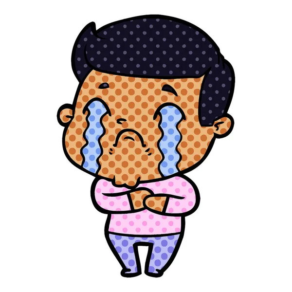 Vector Illustration Cartoon Man Crying — Stock Vector