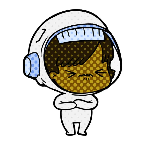 漫画宇宙飛行士女性のベクトル イラスト — ストックベクタ