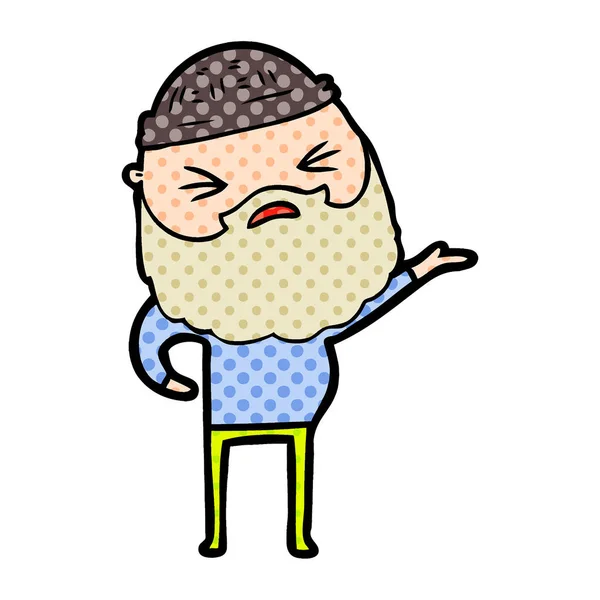 Uomo Dei Cartoni Animati Con Barba — Vettoriale Stock