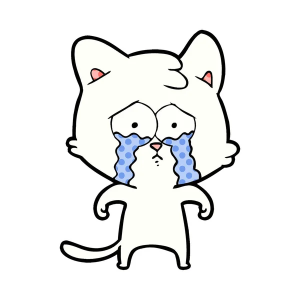 ベクトル漫画泣いている猫のイラスト — ストックベクタ