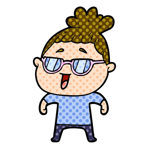 Vector Ilustración Dibujos Animados Mujer Feliz — Archivo Imágenes Vectoriales